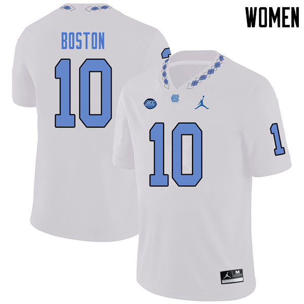 Jordan Brand Women #10 Tre Boston North Carolina Tar Heels College Football Jerseys Sale-White